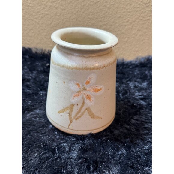 Studio Art Pottery Flower Ceramic Vase Stands 4.5" Signed - Picture 1 of 8